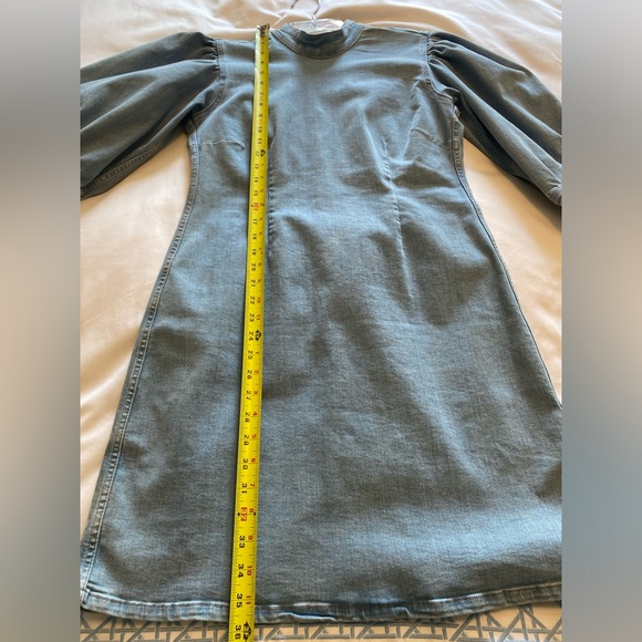 GANNI Light Blue Denim Jeans Shift Dress w/ Puff Sleeves Sz 12 US (NWOT) - Picture 12 of 12